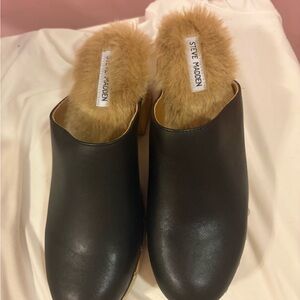 Steve Maden Black Fur-Lined Women's Mules